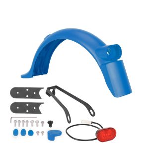Blue rear fender kit with light, metal bracket and hook for M365 Pro/Pro2 scooter